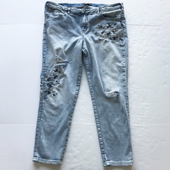 SILVER Izzy Ankle Skinny Embroidered Distressed Jeans Womens 18 - Picture 3 of 12